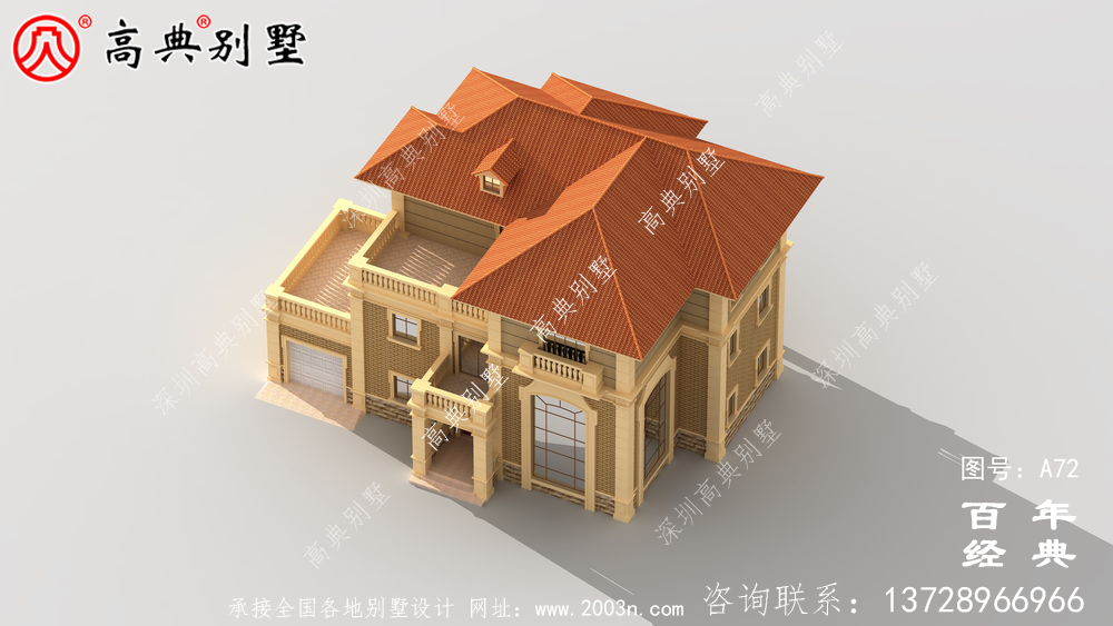 新農村三層別墅帶陽臺設計施工圖_農村三層別墅設計圖紙