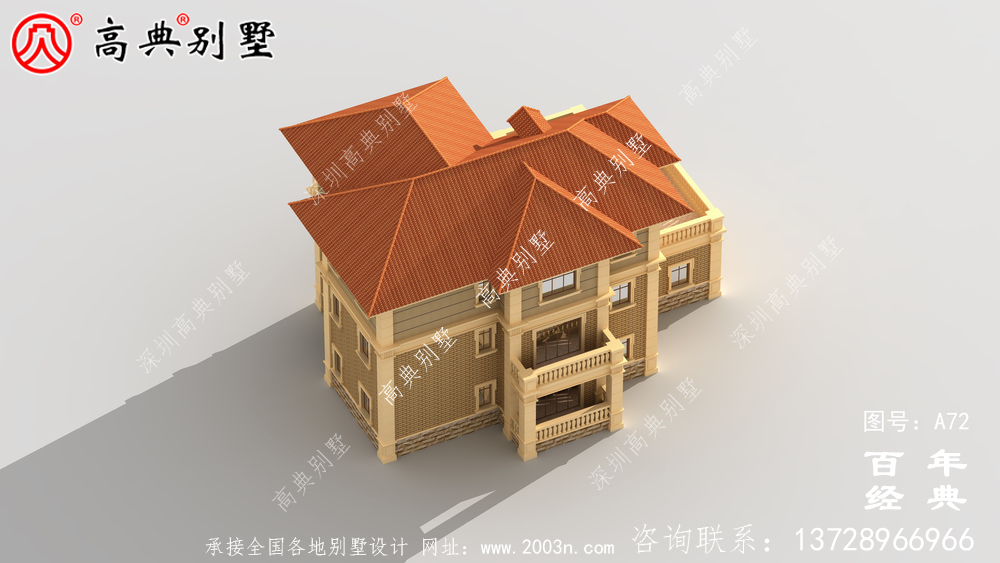 新農村三層別墅帶陽臺設計施工圖_農村三層別墅設計圖紙