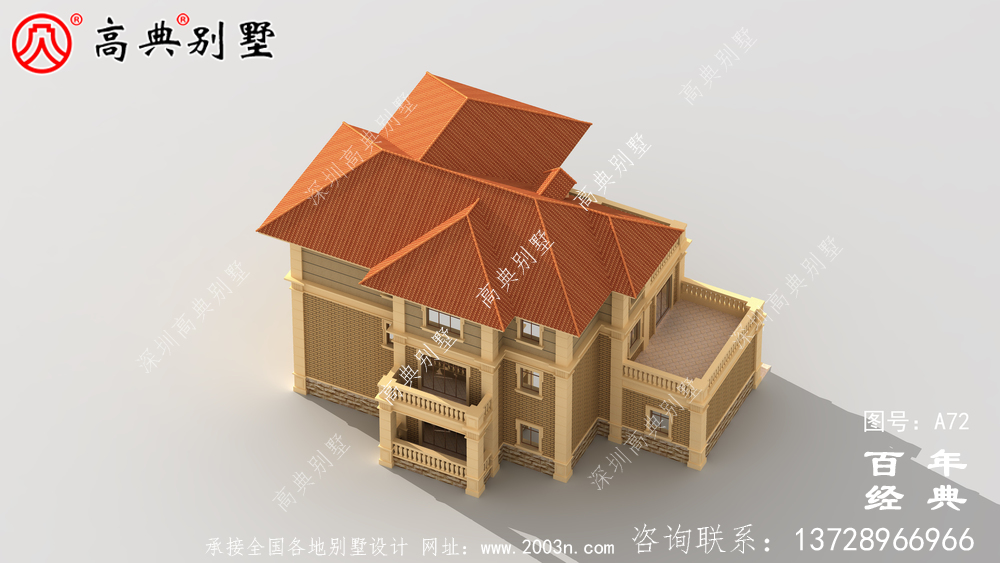 新農村三層別墅帶陽臺設計施工圖_農村三層別墅設計圖紙