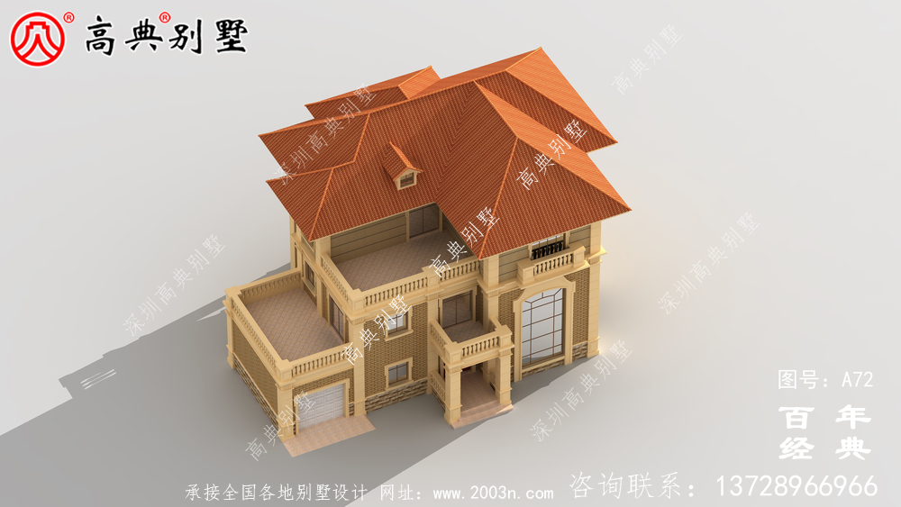 新農村三層別墅帶陽臺設計施工圖_農村三層別墅設計圖紙