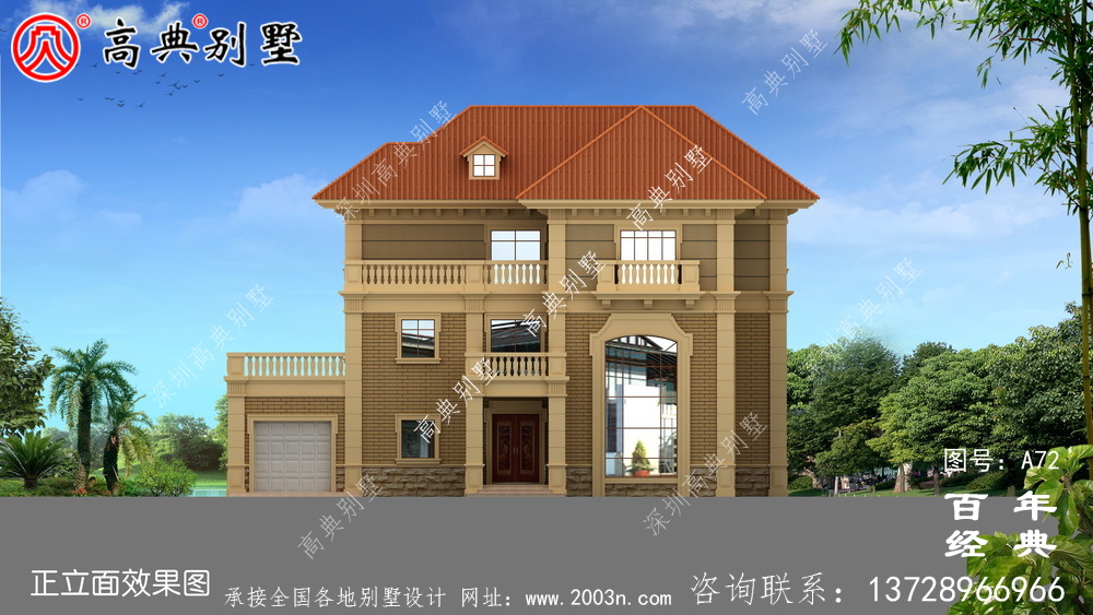 新農村三層別墅帶陽臺設計施工圖_農村三層別墅設計圖紙