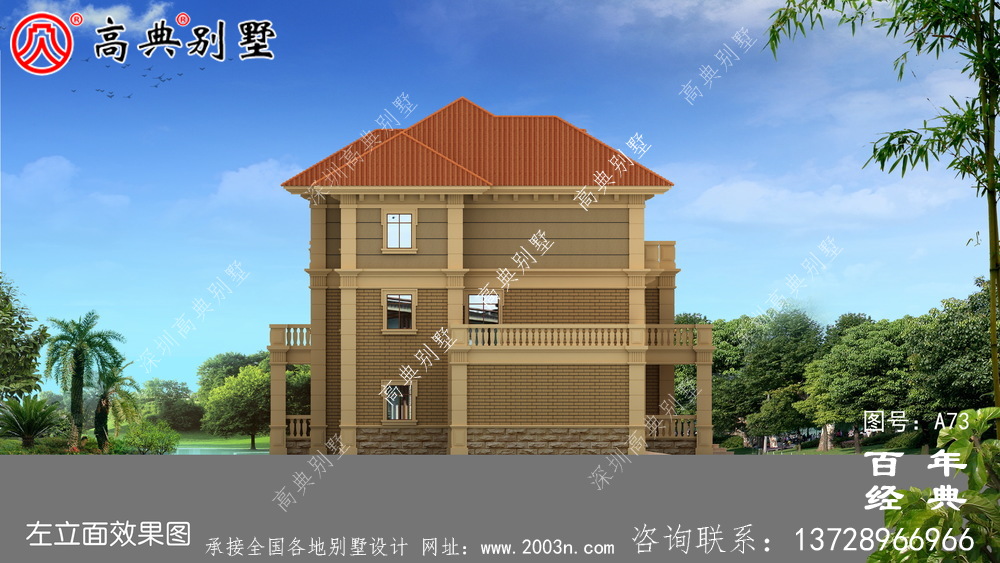 三樓帶車庫的歐式別墅設計圖紙_農村三樓別墅圖紙