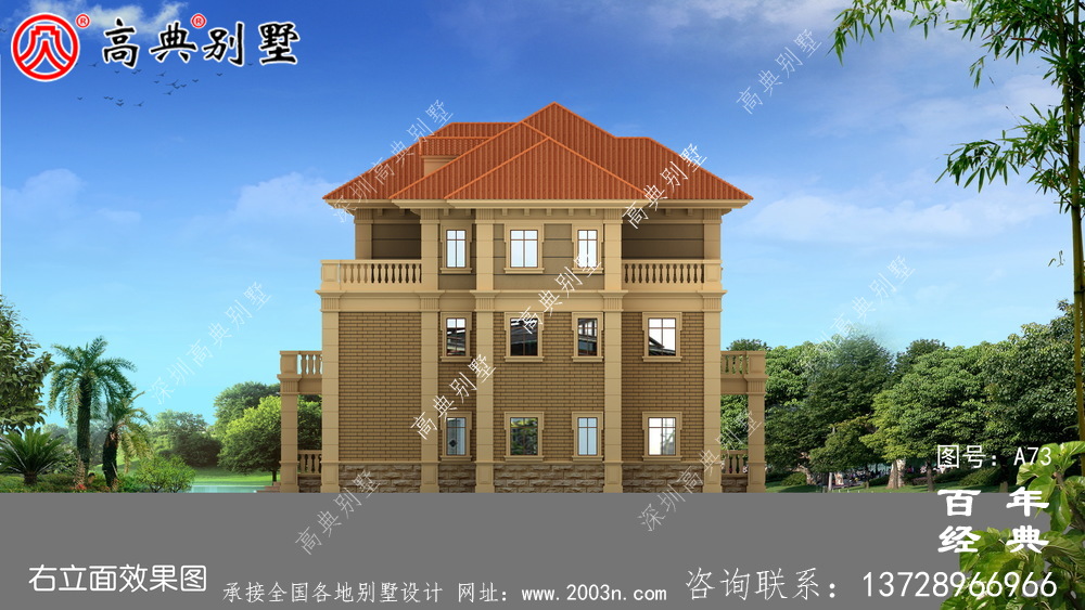 三樓帶車庫的歐式別墅設計圖紙_農村三樓別墅圖紙