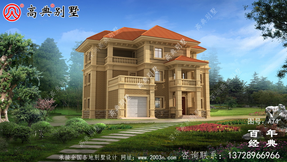 三層帶停車位和陽臺鄉村建造房屋設計圖紙_農村三層別墅設計圖