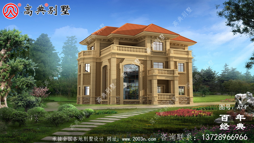 三層帶停車位和陽臺鄉村建造房屋設計圖紙_農村三層別墅設計圖