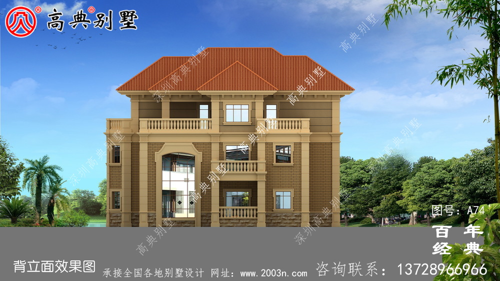 三層帶停車位和陽臺鄉村建造房屋設計圖紙_農村三層別墅設計圖