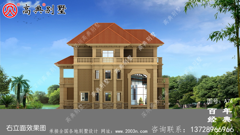 三層帶停車位和陽臺鄉村建造房屋設計圖紙_農村三層別墅設計圖