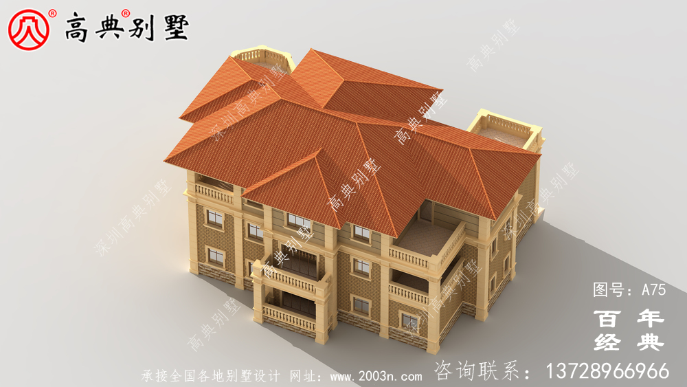 三層奢華歐式別墅外型設計效果圖及施工圖紙_三層別墅設計圖紙