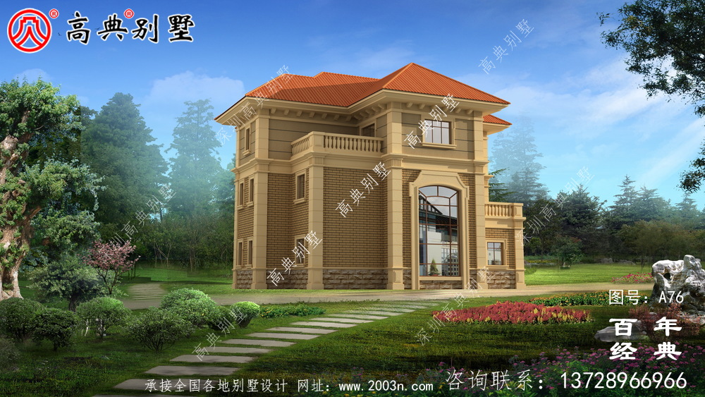 三層別墅帶露臺設計圖紙_農村三層別墅設計效果圖