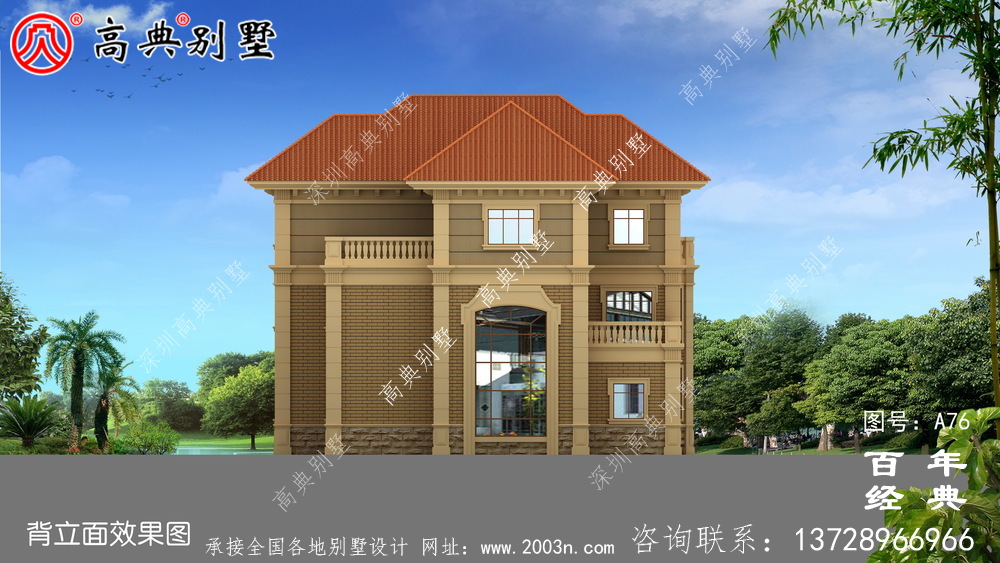 三層別墅帶露臺設計圖紙_農村三層別墅設計效果圖