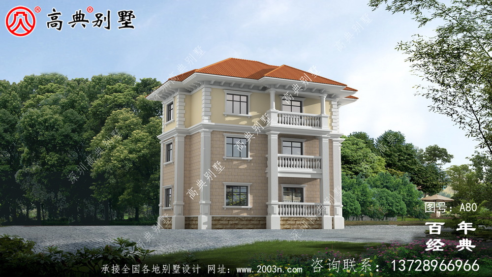 新農(nóng)村三樓帶陽臺(tái)的別墅設(shè)計(jì)圖_農(nóng)村自建設(shè)計(jì)圖