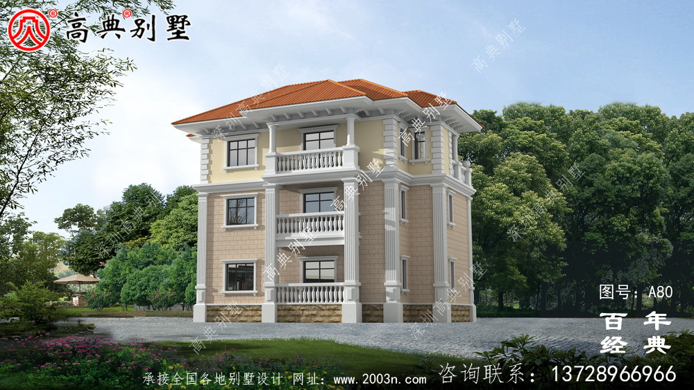 新農(nóng)村三樓帶陽臺(tái)的別墅設(shè)計(jì)圖_農(nóng)村自建設(shè)計(jì)圖