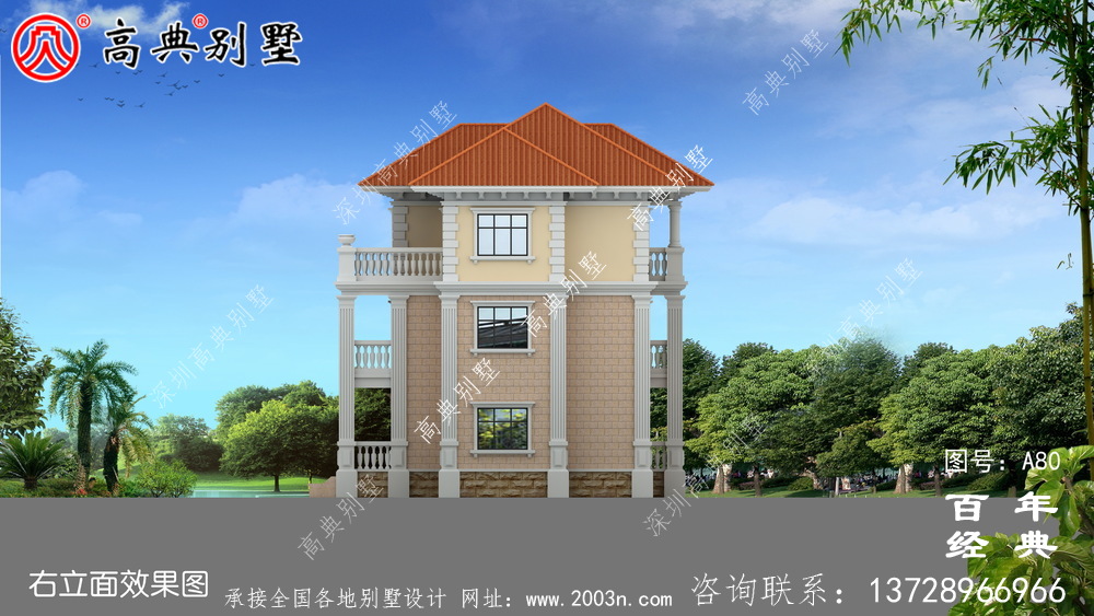 新農(nóng)村三樓帶陽臺(tái)的別墅設(shè)計(jì)圖_農(nóng)村自建設(shè)計(jì)圖