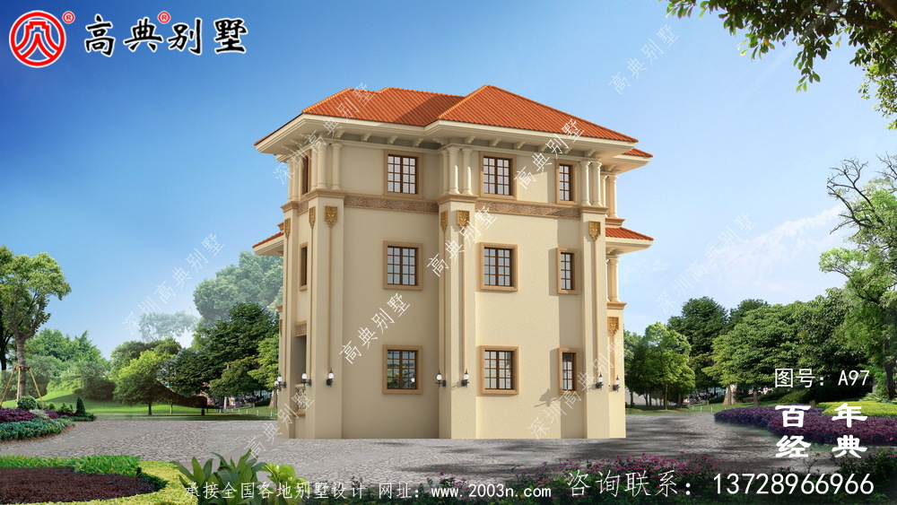 三層帶陽臺農村自建別墅房屋設計圖紙_別墅設計圖紙
