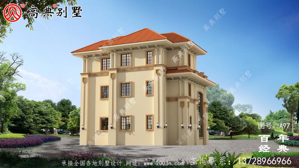 三層帶陽臺農村自建別墅房屋設計圖紙_別墅設計圖紙