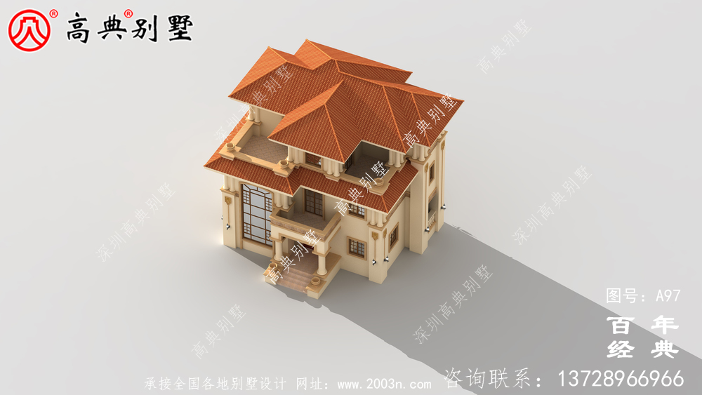 三層帶陽臺農村自建別墅房屋設計圖紙_別墅設計圖紙
