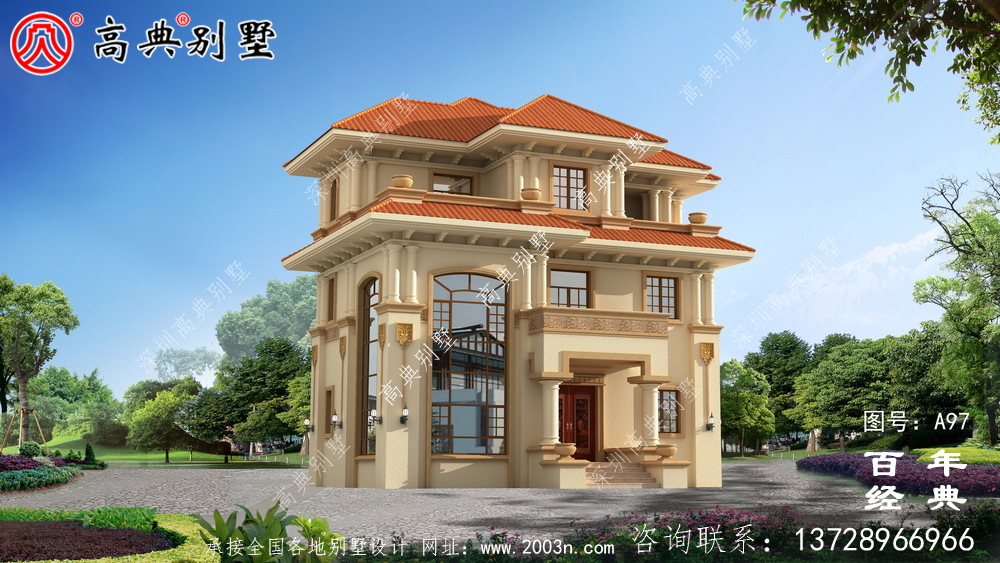 三層帶陽臺農村自建別墅房屋設計圖紙_別墅設計圖紙