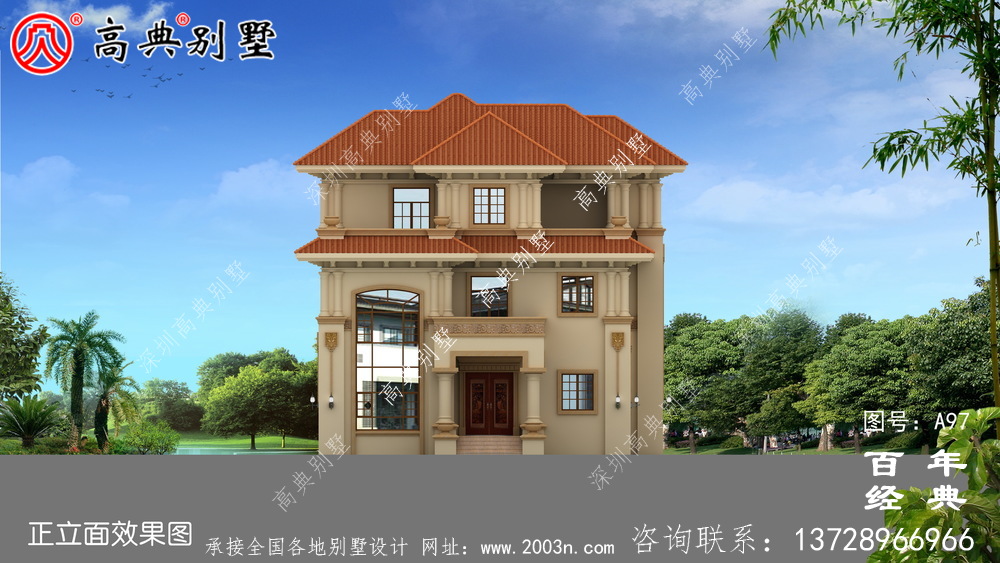 三層帶陽臺農村自建別墅房屋設計圖紙_別墅設計圖紙