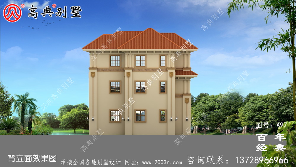 三層帶陽臺農村自建別墅房屋設計圖紙_別墅設計圖紙