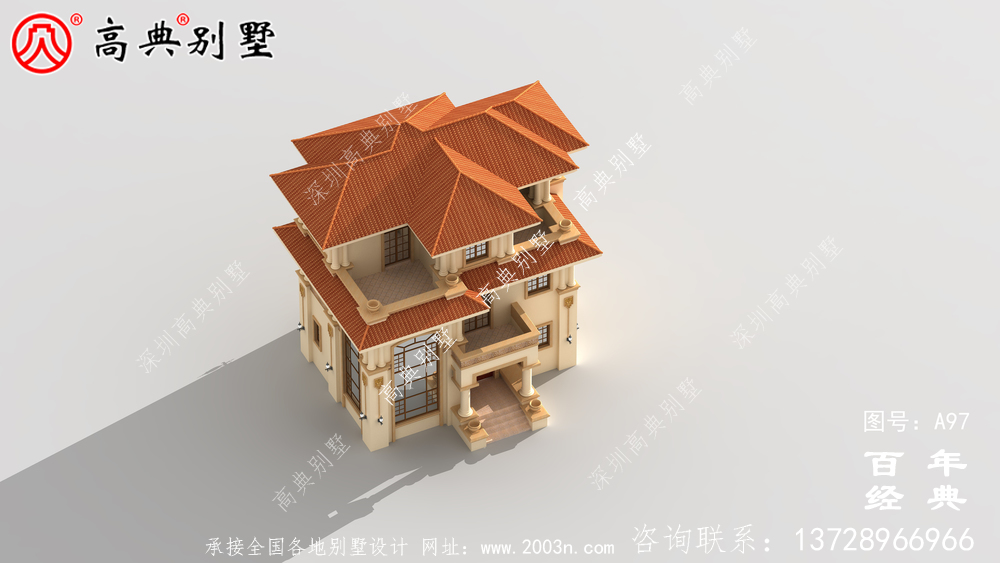 三層帶陽臺農村自建別墅房屋設計圖紙_別墅設計圖紙