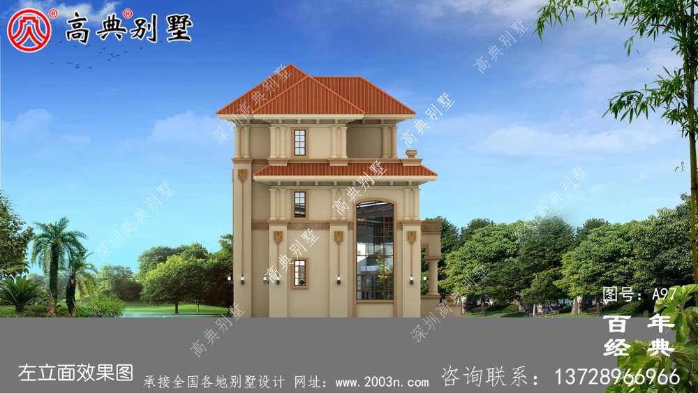 三層帶陽臺農村自建別墅房屋設計圖紙_別墅設計圖紙