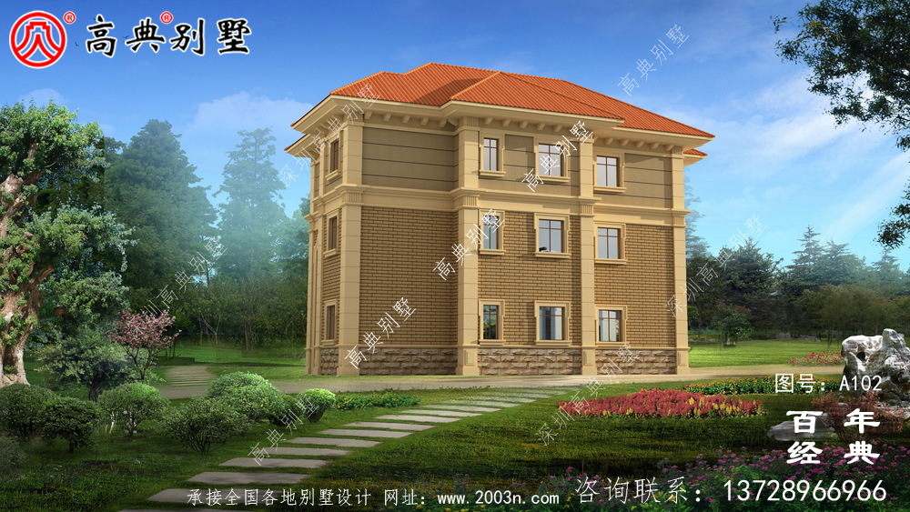 歐式古典三層帶陽(yáng)臺(tái)車庫(kù)別墅設(shè)計(jì)圖紙_三層別墅圖紙