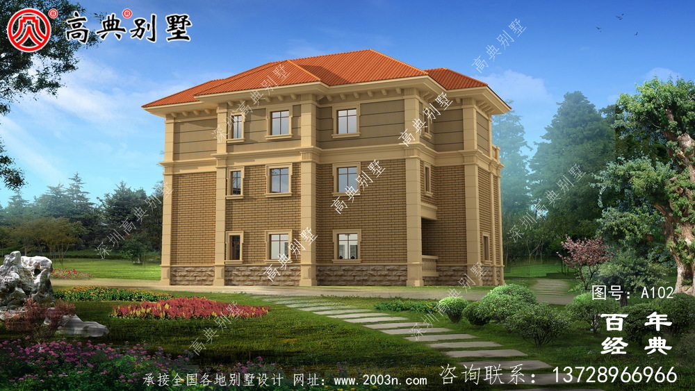 歐式古典三層帶陽(yáng)臺(tái)車庫(kù)別墅設(shè)計(jì)圖紙_三層別墅圖紙