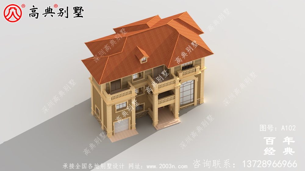 歐式古典三層帶陽(yáng)臺(tái)車庫(kù)別墅設(shè)計(jì)圖紙_三層別墅圖紙
