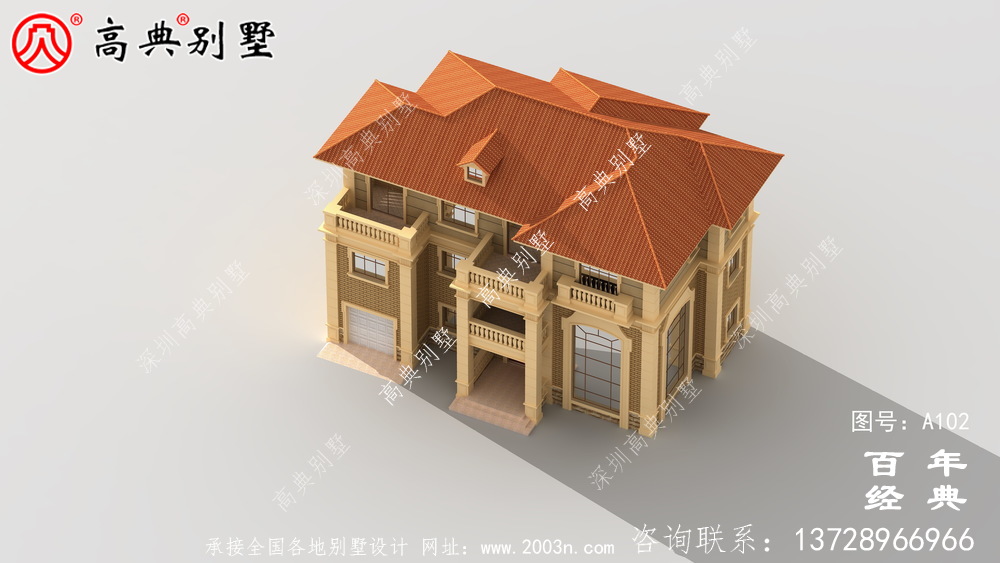 歐式古典三層帶陽(yáng)臺(tái)車庫(kù)別墅設(shè)計(jì)圖紙_三層別墅圖紙