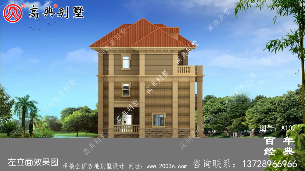 歐式古典三層帶陽(yáng)臺(tái)車庫(kù)別墅設(shè)計(jì)圖紙_三層別墅圖紙