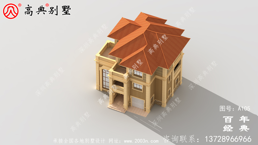 鄉村三層帶車庫樓房別墅設計圖紙_三層別墅施工圖設計