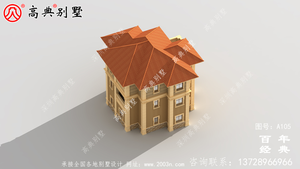 鄉村三層帶車庫樓房別墅設計圖紙_三層別墅施工圖設計