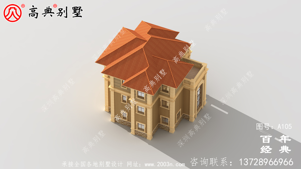 鄉村三層帶車庫樓房別墅設計圖紙_三層別墅施工圖設計