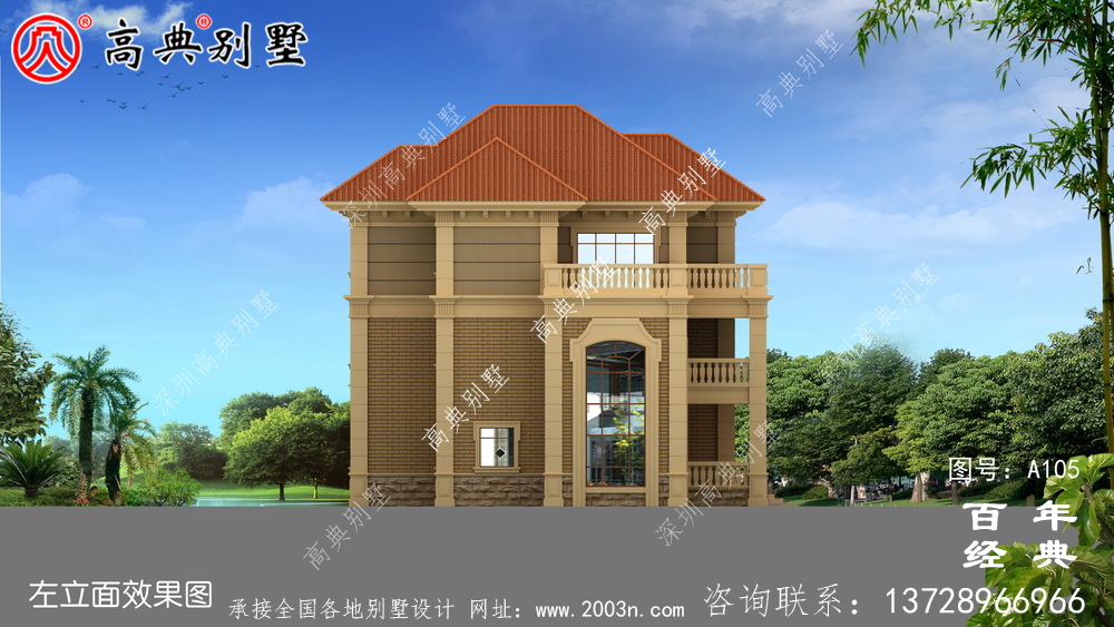 鄉村三層帶車庫樓房別墅設計圖紙_三層別墅施工圖設計