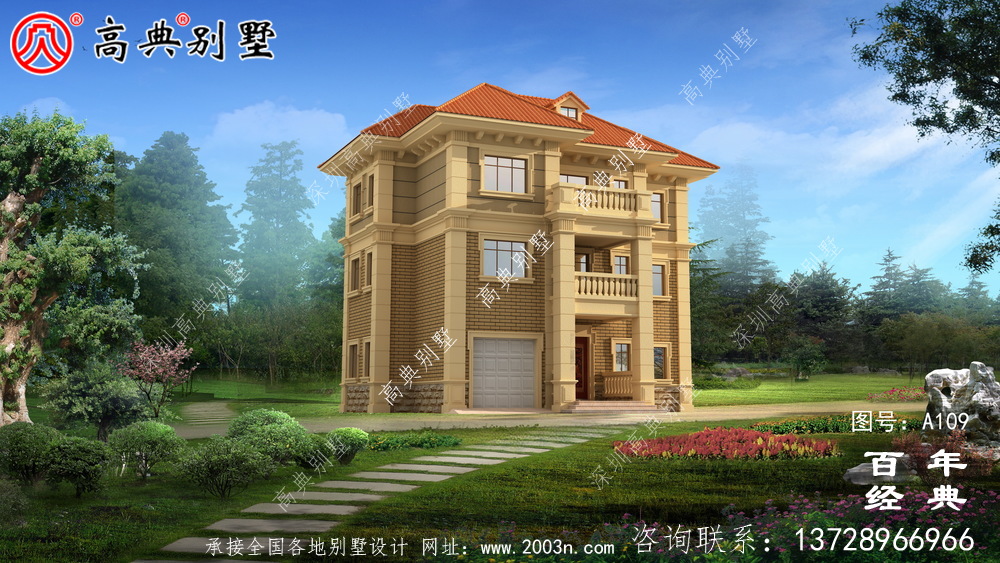 好用的三層帶車庫別墅設計圖紙及設計效果圖_三層別墅設計圖紙