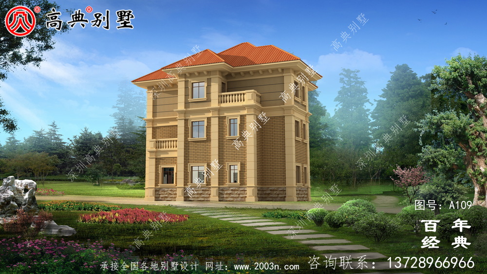 好用的三層帶車庫別墅設計圖紙及設計效果圖_三層別墅設計圖紙