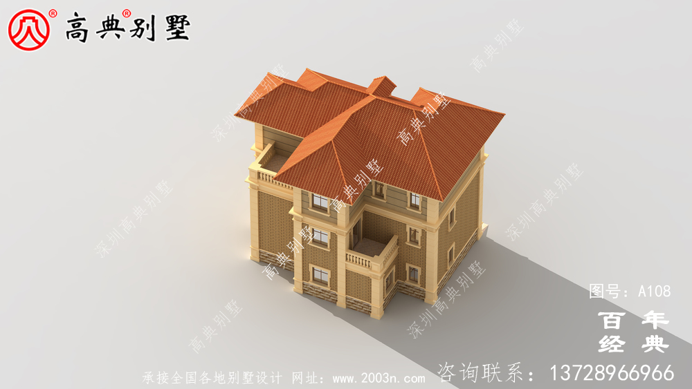 新農村三層帶露臺別墅設計圖紙_農村別墅設計圖