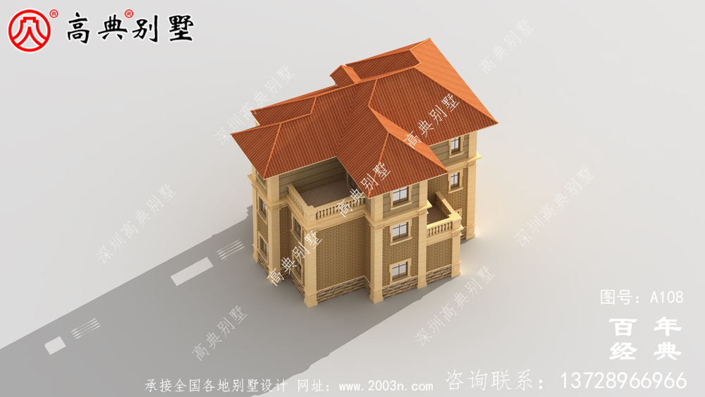 新農村三層帶露臺別墅設計圖紙_農村別墅設計圖