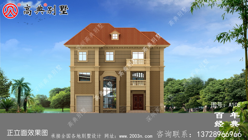 新農村三層帶露臺別墅設計圖紙_農村別墅設計圖