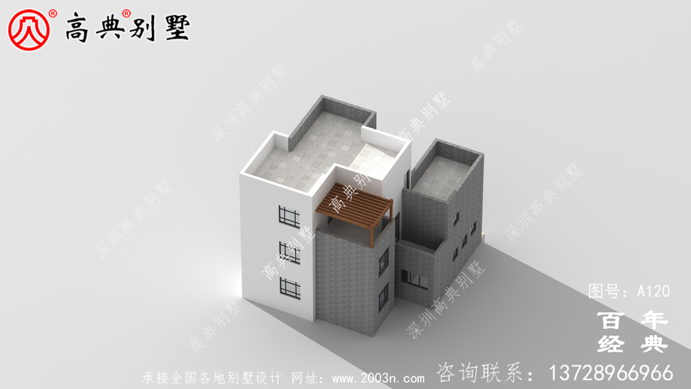 三層現代式平頂別墅設計施工圖紙及設計效果圖_三層別墅設計圖紙