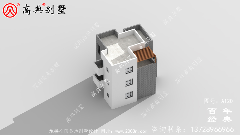三層現代式平頂別墅設計施工圖紙及設計效果圖_三層別墅設計圖紙