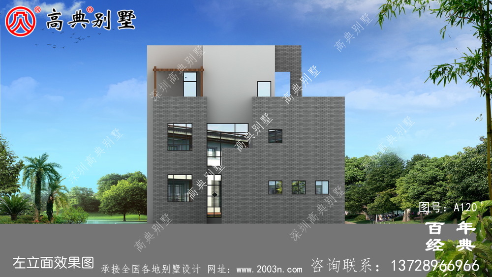 三層現代式平頂別墅設計施工圖紙及設計效果圖_三層別墅設計圖紙