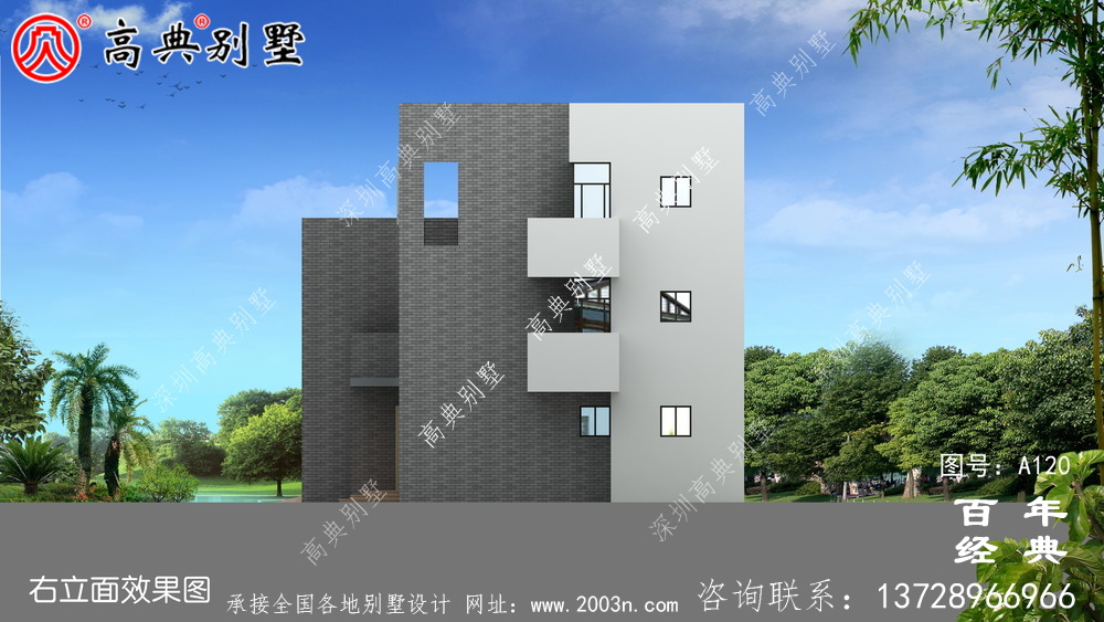 三層現代式平頂別墅設計施工圖紙及設計效果圖_三層別墅設計圖紙