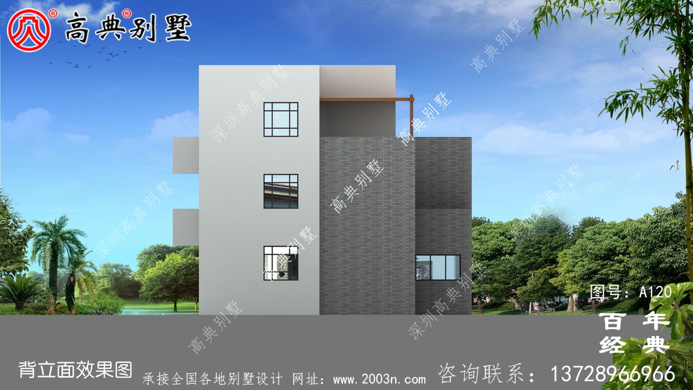 三層現代式平頂別墅設計施工圖紙及設計效果圖_三層別墅設計圖紙