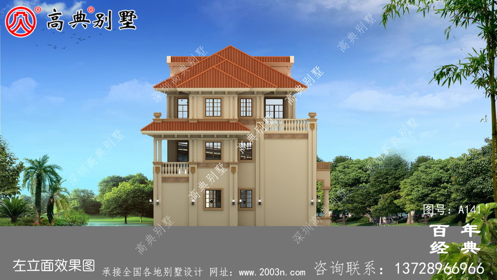 三層雙拼鄉村小別墅設計圖紙及設計效果圖_鄉村房屋設計圖紙
