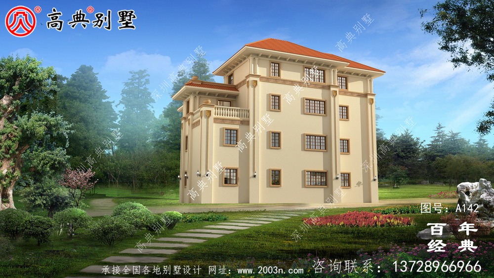 漂亮實用的四層帶車庫農村別墅設計圖紙_四層別墅施工圖