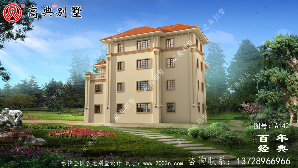 漂亮實用的四層帶車庫農村別墅設計圖紙_四層別墅施工圖