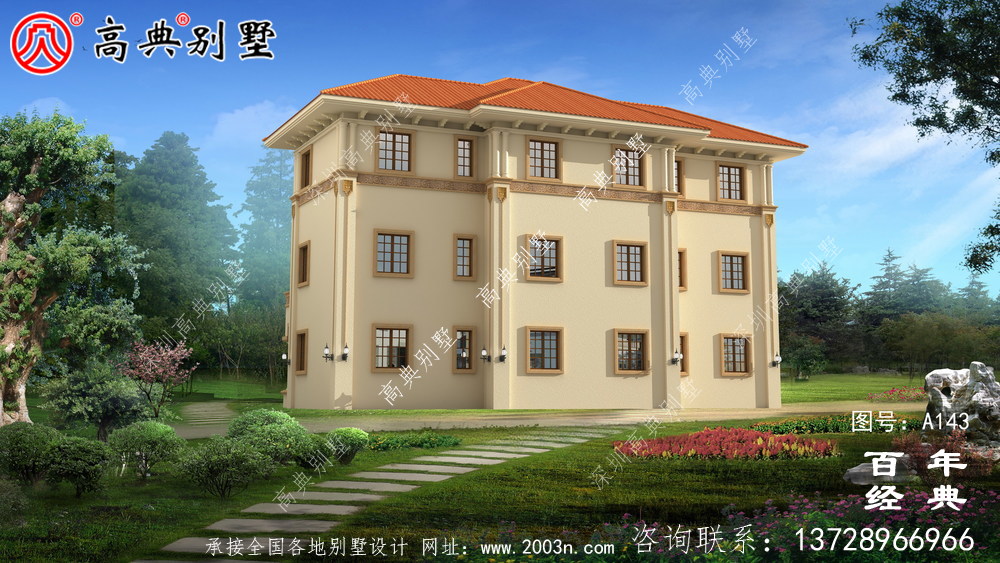 三層雙拼帶陽臺農村別墅設計圖紙_農村自建設計圖紙