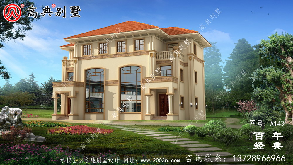 三層雙拼帶陽臺農村別墅設計圖紙_農村自建設計圖紙