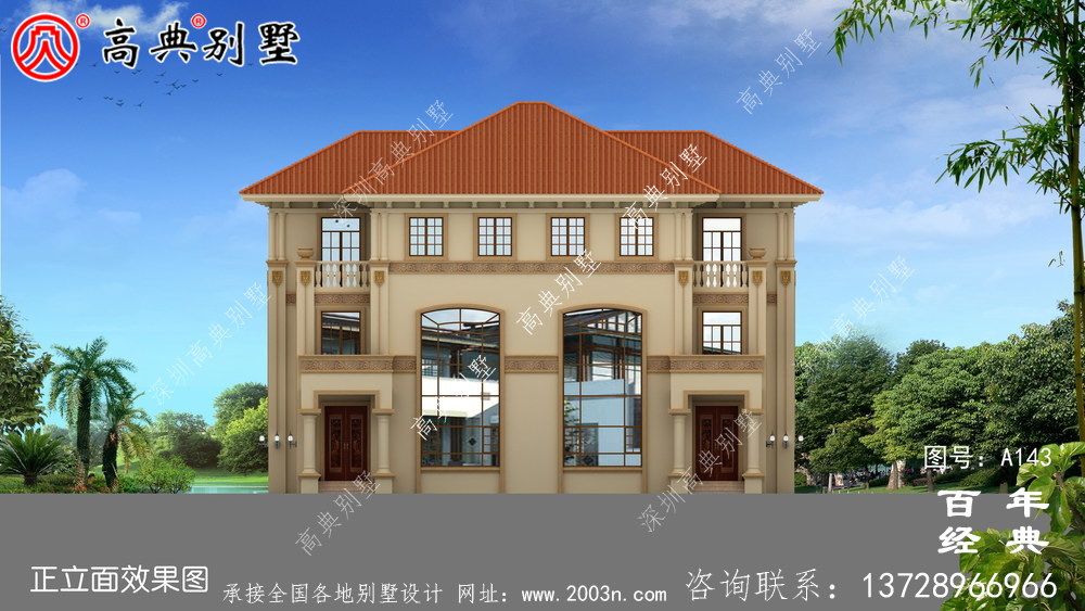三層雙拼帶陽臺農村別墅設計圖紙_農村自建設計圖紙